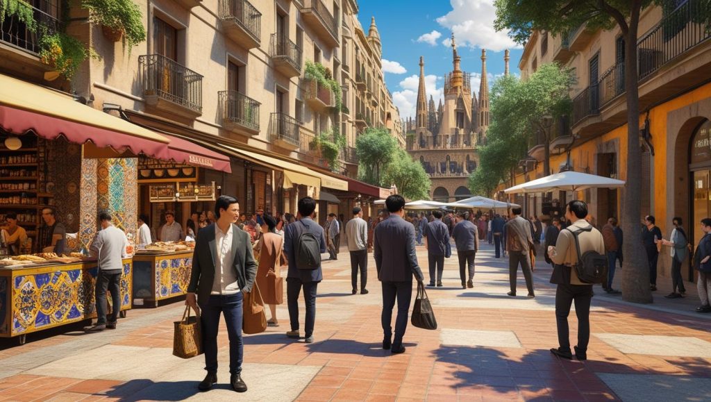 Imagen realista de barcelona con personas y culturas (3)