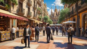 Imagen realista de barcelona con personas y culturas (3)